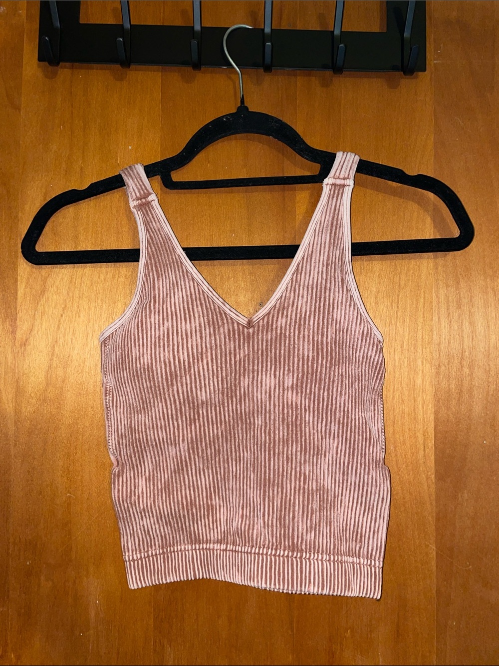 Zenana Outfitters Light Brown Ribbed Velvet V-Neck Tank Top